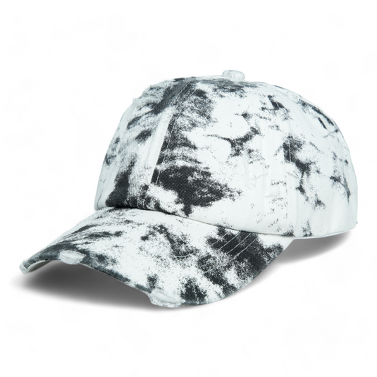 Chokore Distressed Tie-Dye Baseball Cap (Gray & White)