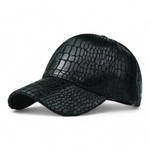 Chokore  Chokore Crocodile Skin Print Leather Baseball Cap (Black)