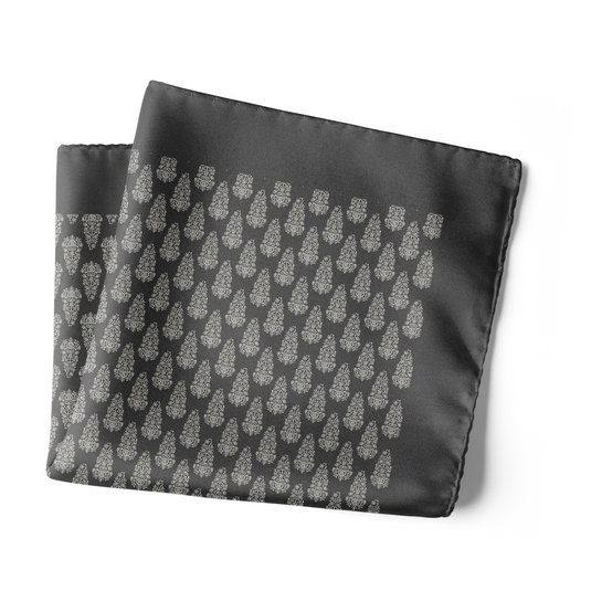 Chokore Black & White Silk Pocket Square - Indian At Heart Collection