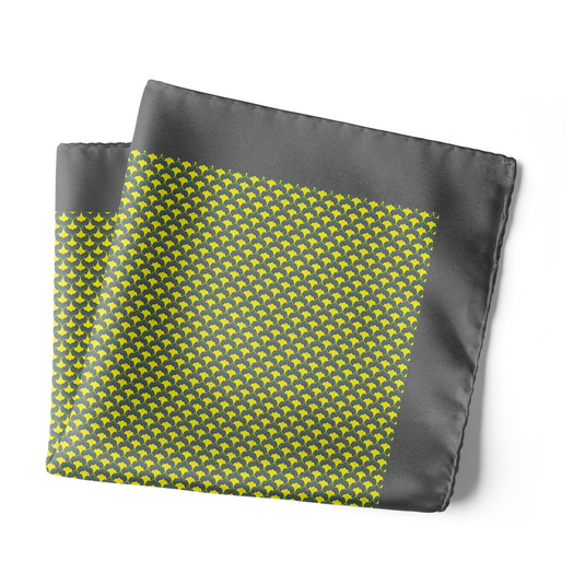 Chokore Grey and Lemon Green Silk Pocket Square - Indian At Heart line