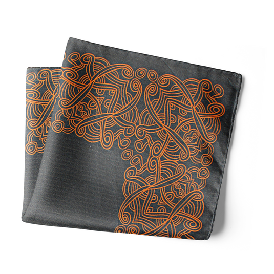 Chokore Grey & Red Silk Pocket Square - Indian At Heart line
