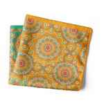 Chokore Lucknow Pocket Square From Chokore Arte Collection Chokore Men’s Silk 2-in-1 Pocket Square Indian At Heart Line (Sea Green and Orange)