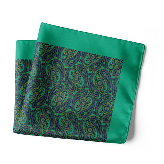 Chokore Sea Green and Blue Silk Pocket Square - Indian at Heart Collection