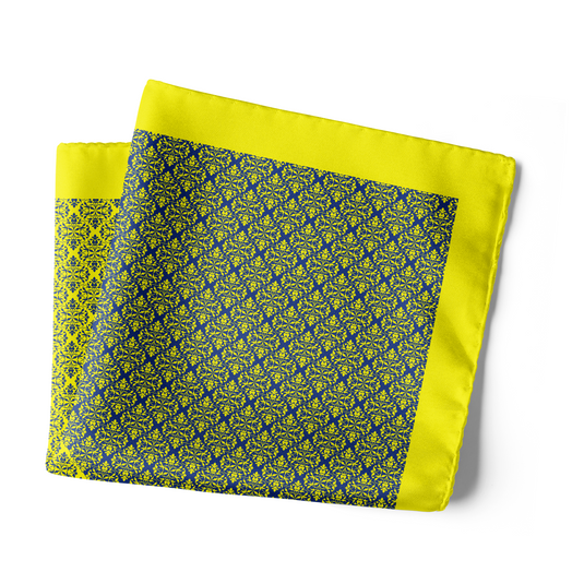 Chokore Yellow and Blue Silk Pocket Squares from Indian at Heart collection