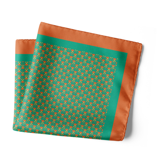Chokore Dark Sea Green Silk Pocket Square -Indian At Heart line