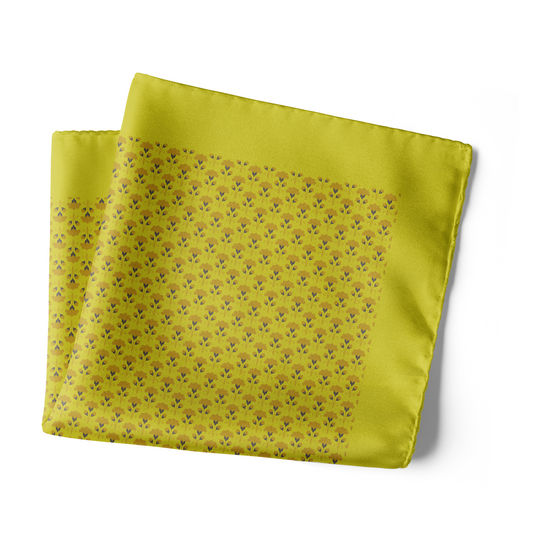 Chokore Yellow & Lemon Yellow Silk Pocket Square - Indian At Heart line