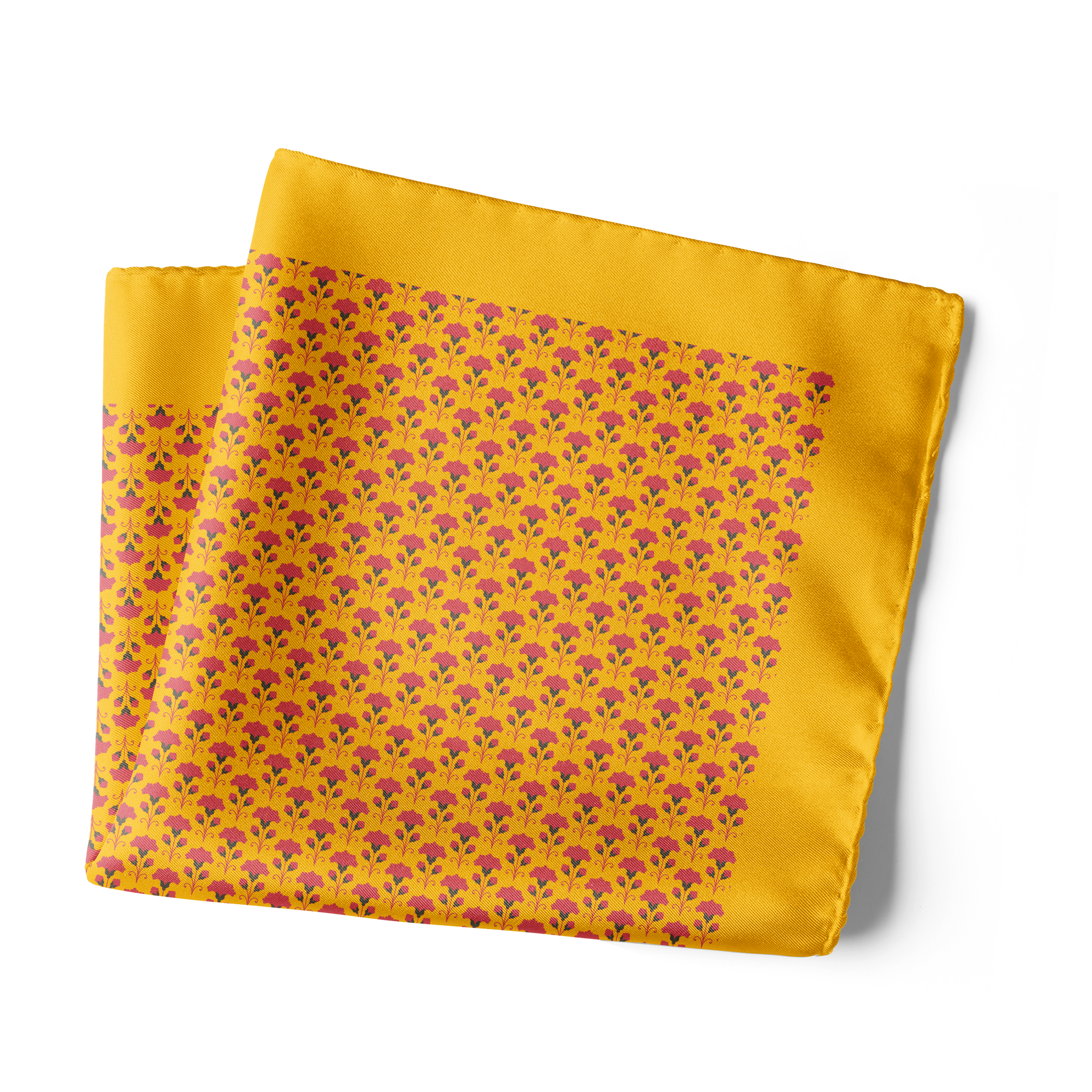 Chokore Yellow & Pink Silk Pocket Square - Indian At Heart line