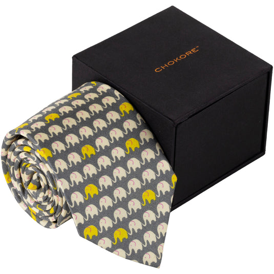 Chokore Grey Silk Tie - Wildlife range