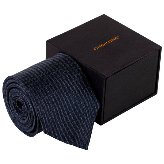 Chokore Dark Grey Silk Necktie - Indian at Heart Collection