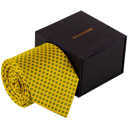 Chokore Yellow & Blue Silk Necktie - Indian at Heart Collection