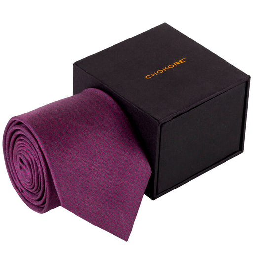 Chokore Purple & Pink Herringbone Silk Necktie