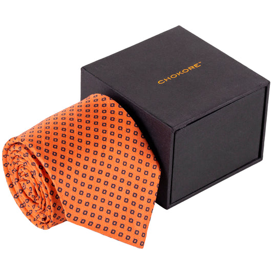 Chokore Orange & Rust Silk Necktie - Indian at Heart Collection