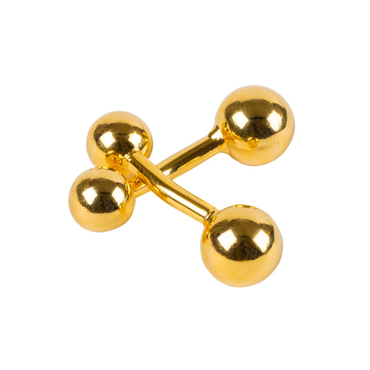 Gold Dumbbell Cufflinks – Modern Sculptural Appeal