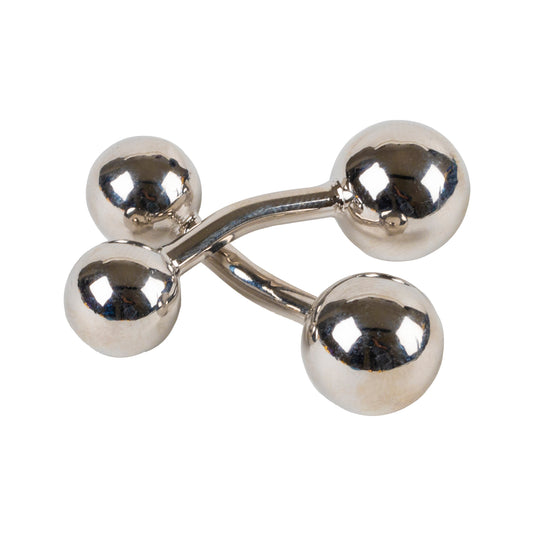 Silver Dumbbell Cufflinks – Sleek Metallic Charm