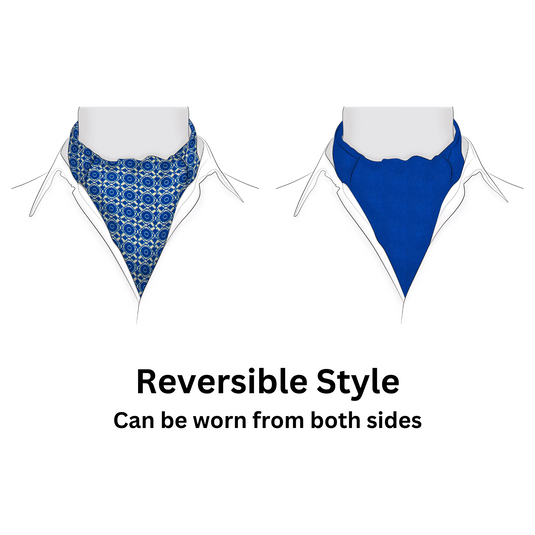 Chokore Blue & White Silk Reversible Cravat