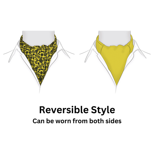 Chokore Men's Blue & Yellow Birds Silk Designer Reversible Cravat