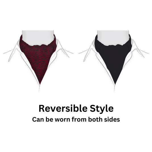 Chokore Men's Red and Black Silk Reversible Cravat