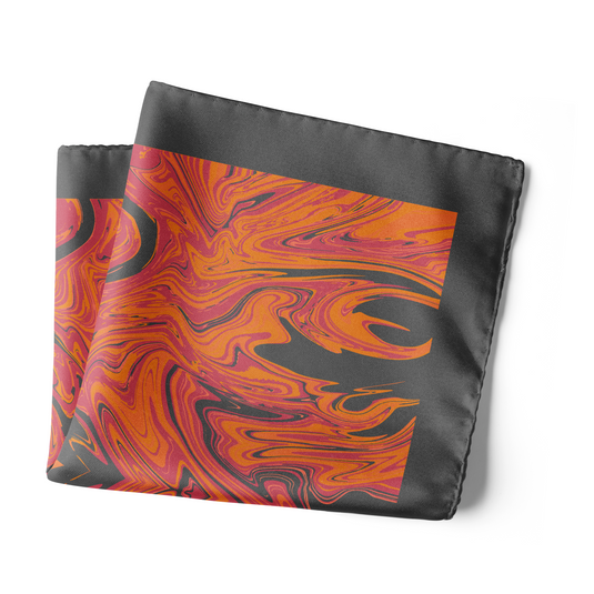 Chokore Orange Silk Pocket Square - Marble Range