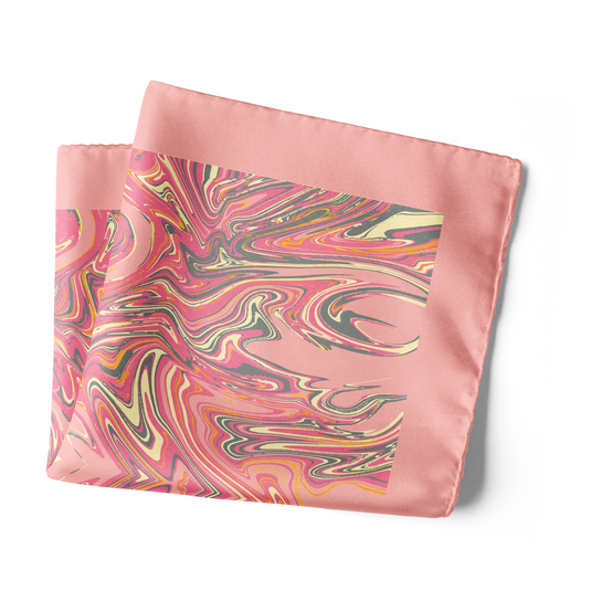 Chokore Rose Pink Silk Pocket Square - Marble Collection