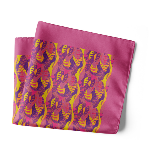 Chokore Purple & Orange Silk Pocket Square - Marine Collection