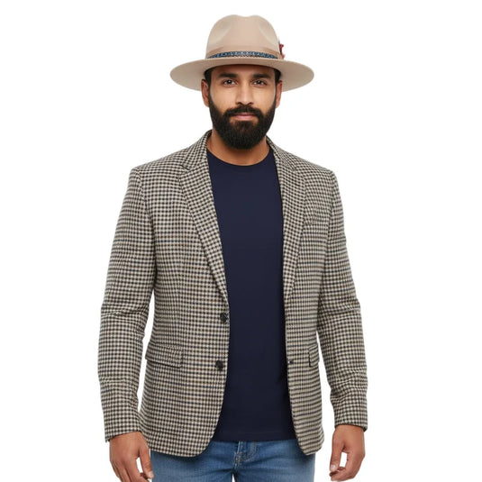 Chokore Classic Belle Fedora Hat with Feather Detail (Beige)