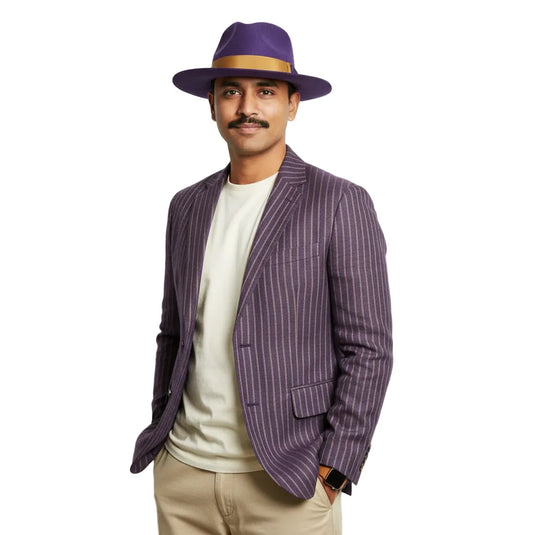 Chokore Urban Glam Fedora Hat with Bowtie Detail (Purple)