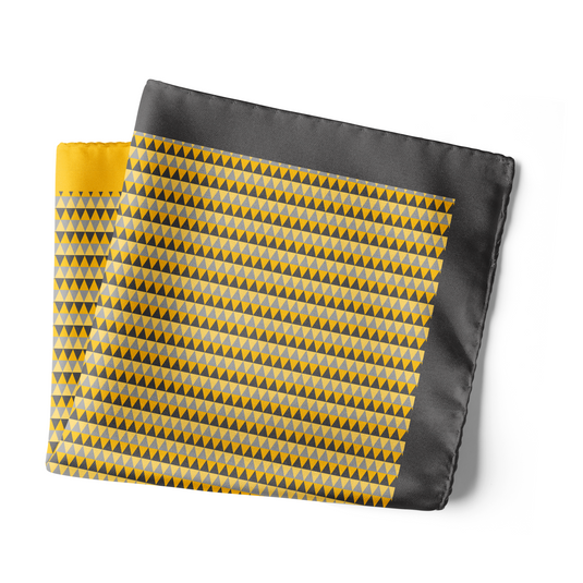 Chokore Tangerine & Grey Silk Pocket Square - Plaids Collection