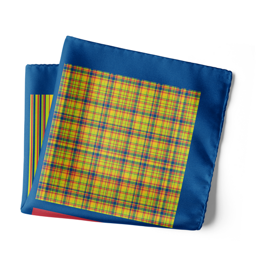 Chokore Yellow Satin Silk pocket square from the Plaids Line