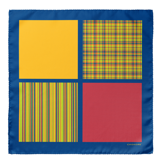 Chokore Yellow Satin Silk pocket square from the Plaids Line