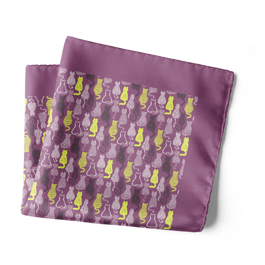 Chokore Mauve and Lime Green Satin Silk pocket square from the Wildlife Collection