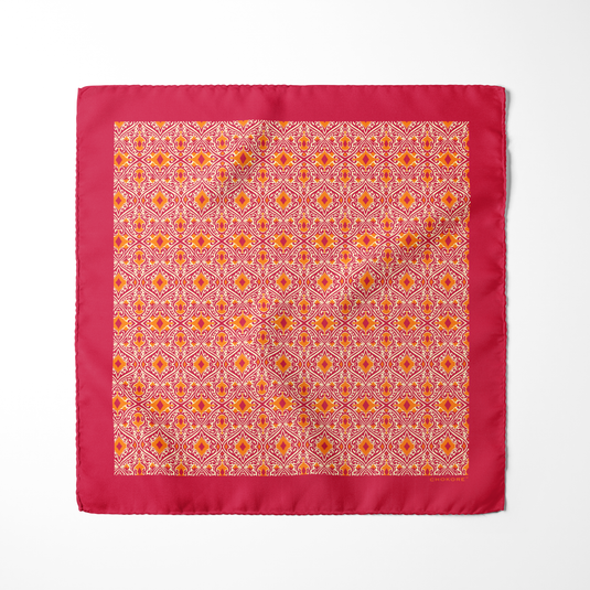 Chokore Crimson & Yellow Silk Pocket Square - Indian at Heart Range