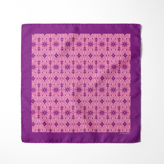 Chokore Pink & Purple Silk Pocket Square - Indian at Heart Range