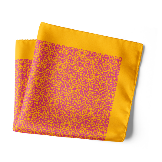Chokore Yellow & Pink Printed Pocket Square - Indian at Heart Range