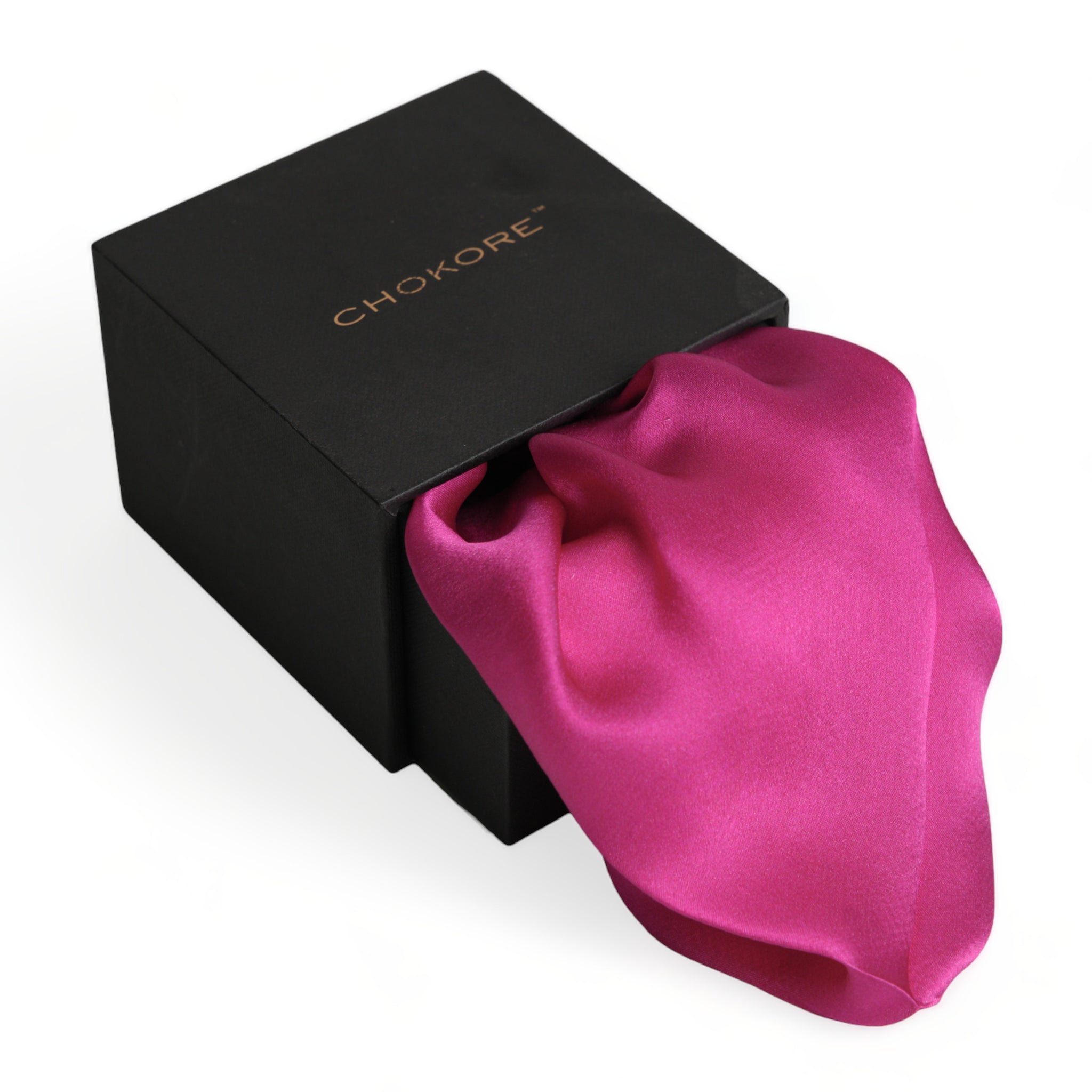 Chokore Bright Pink Dual Color Silk Pocket Square - Solid Range