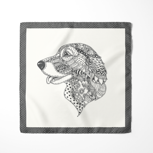 Chokore Artistic Pup Black and Off-White Silk Pocket Square - Wildlife Range