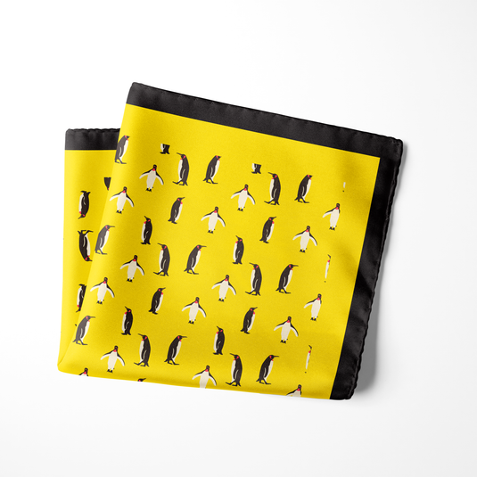 Chokore Yellow Baby Penguin Silk Pocket Square - Wildlife Range