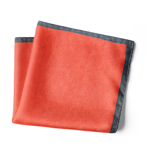 Chokore Saffron and Grey Pure Silk Pocket Square