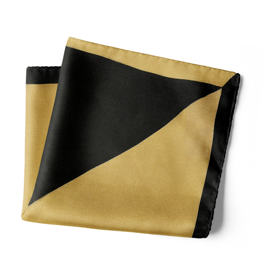 Chokore 2-in-1 Beige & Black Silk Pocket Square from the Solids Line