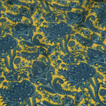 Chokore  Printed Blue & Yellow Satin Silk Stole for Women