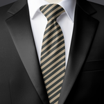 Chokore Benares (Gold) - Pocket Square Chokore Off-White & Black Stripes Silk Necktie - Plaids Range