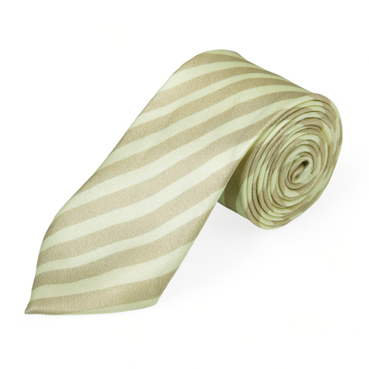 Chokore Off-White & Beige Stripes Silk Necktie - Plaids Collection