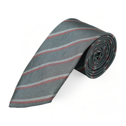 Chokore Grey with Stripes Silk Necktie - Plaids Collection