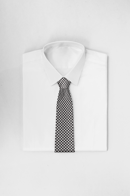 Chokore Black & White Gingham Silk Necktie - Plaids Collection