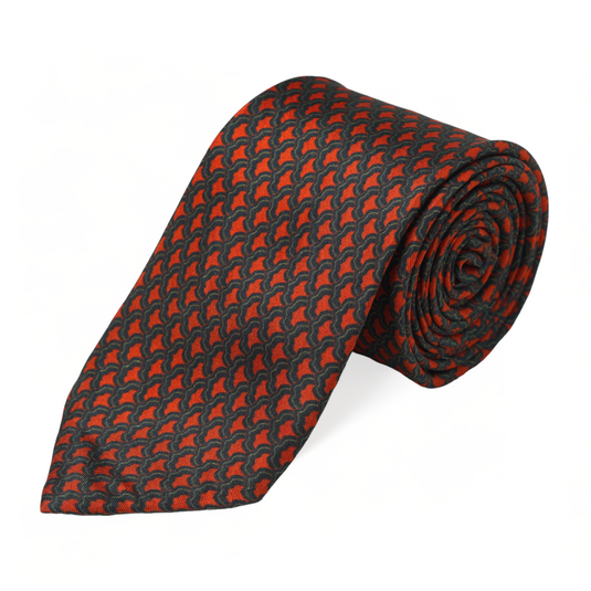 Chokore Grey & Red Silk Necktie - Indian at Heart Collection