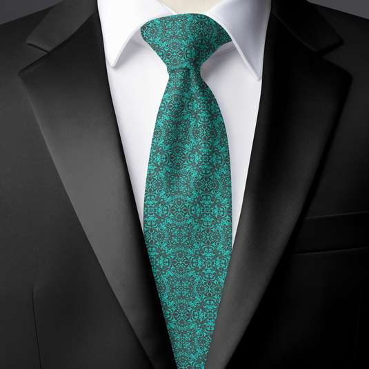 Chokore Cyan & Black Silk Tie - Indian At Heart Collection
