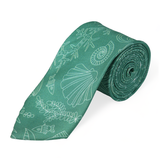 Chokore Sea Green & White Silk Necktie - Marine Collection