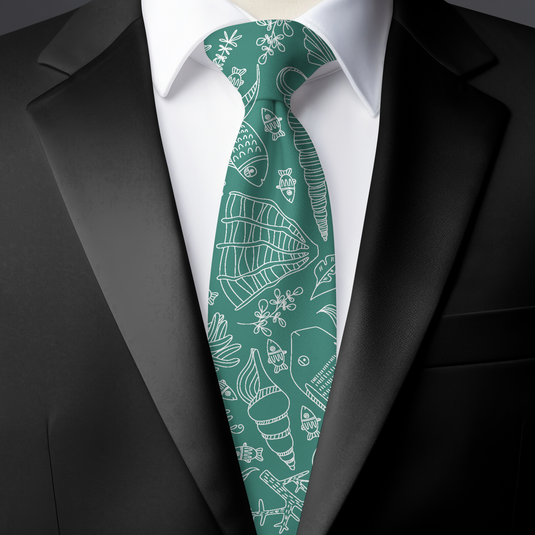 Chokore Sea Green & White Silk Necktie - Marine Collection