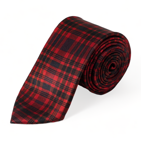 Chokore Red & Black Checks Silk Tie - Plaids Collection