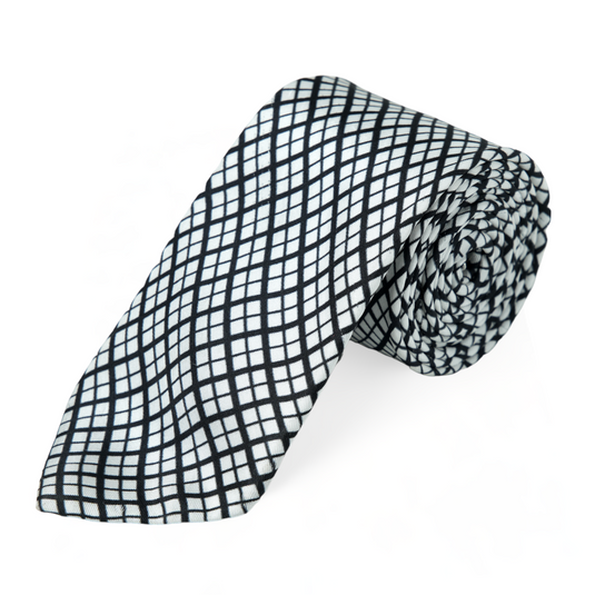 Chokore Black & White Silk Tie from Plaids collection