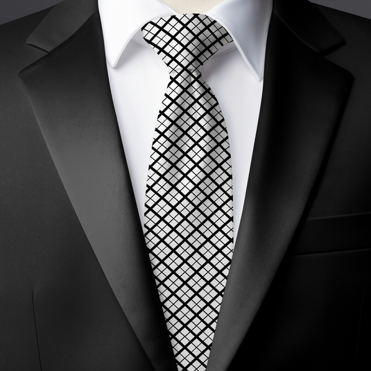 Chokore Black & White Silk Tie from Plaids collection